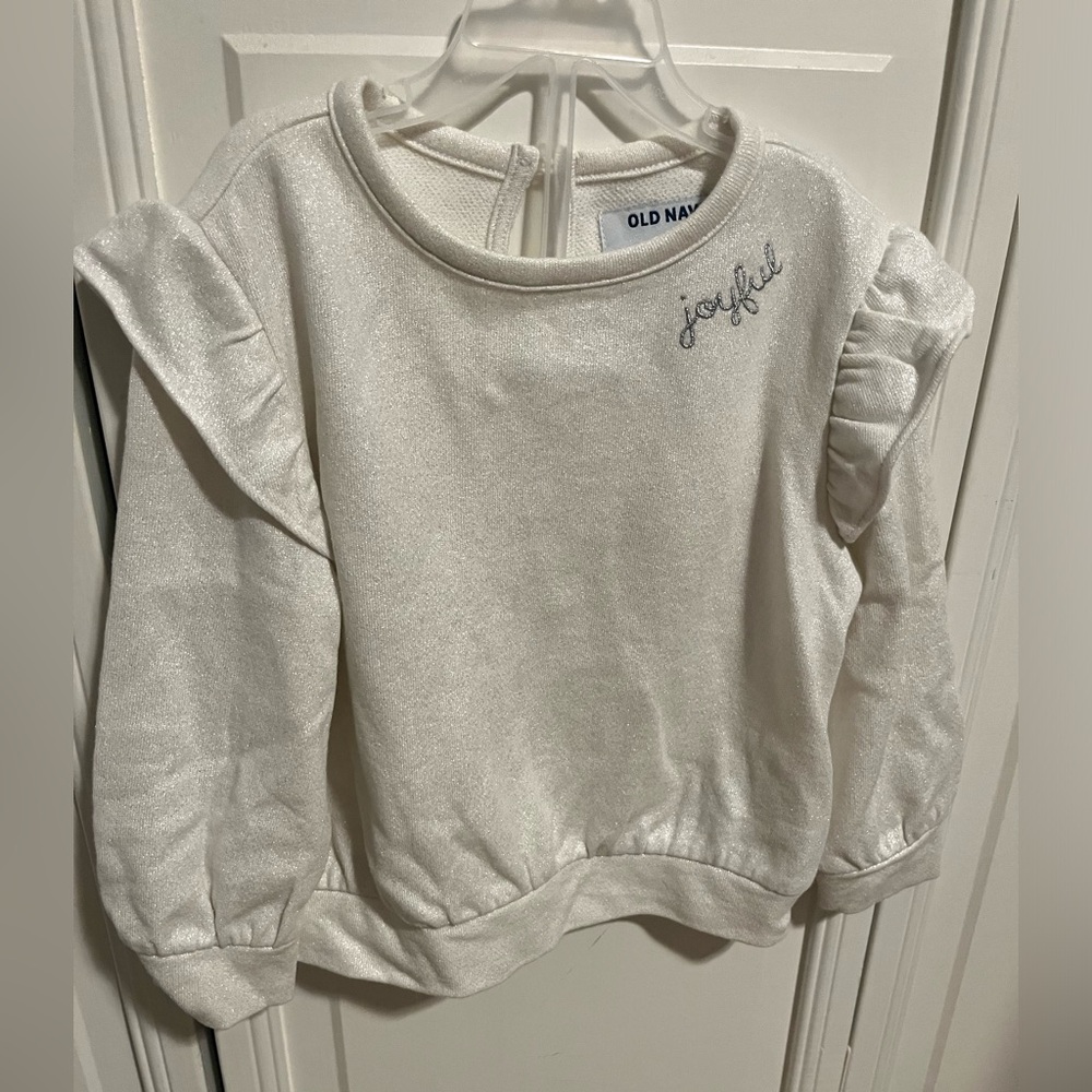 Cute girls shimmery “joyful” sweater- size 3t.